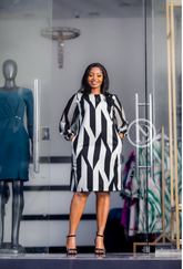 elegant long sleeved shift dress